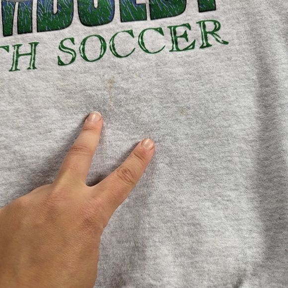 VTG Humboldt Soccer Graphic Russell Mens LARGE Gray Pullover Sweatshirt Crewneck - Picture 10 of 10